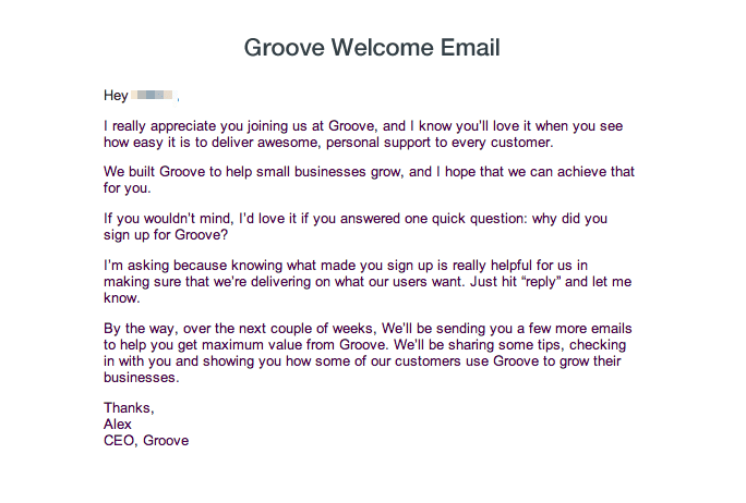 Groove CEO Email